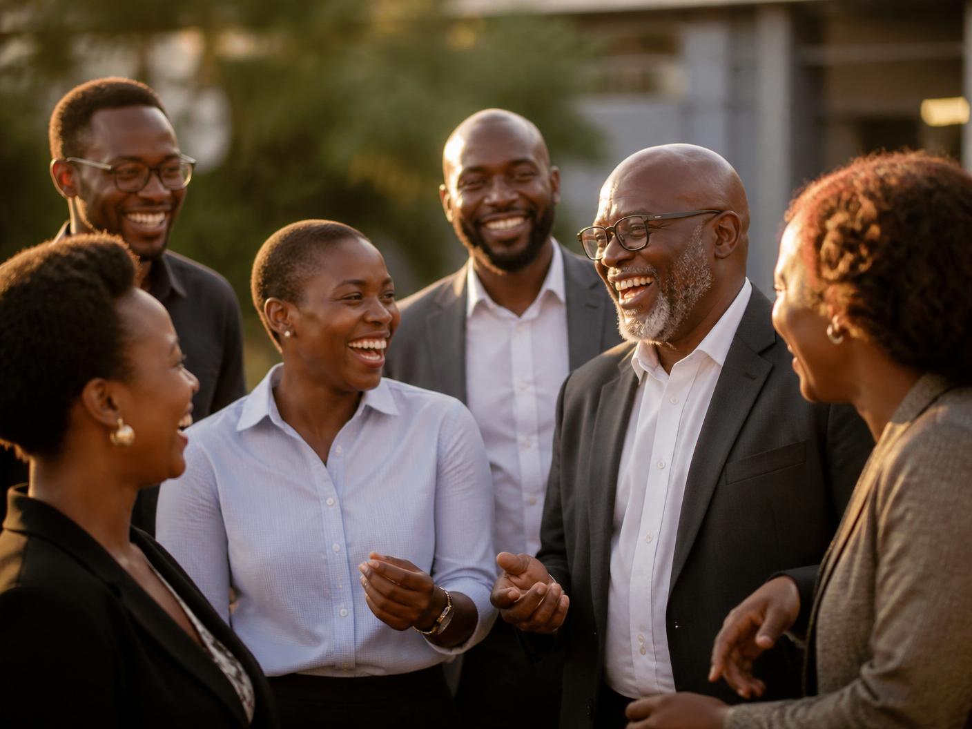 A group of professionals laughing together